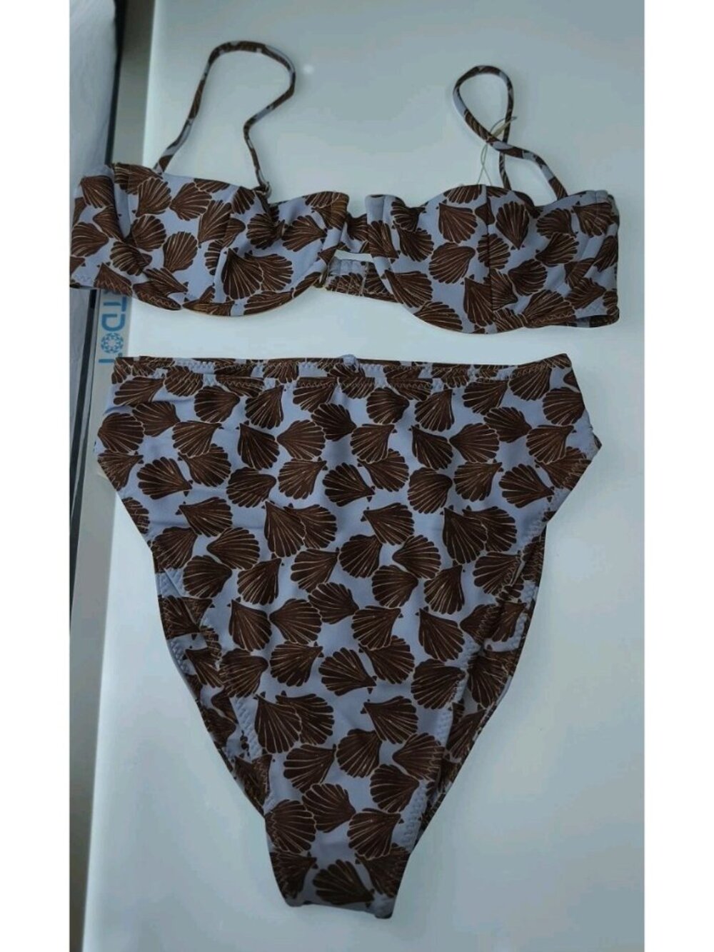 Women's SAME Los Angeles Bikini Set S Shell Print Underwire High Waist NWT